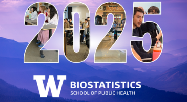 2025 UW Biostatistics against a background depicting purple and pink tinted mountain range