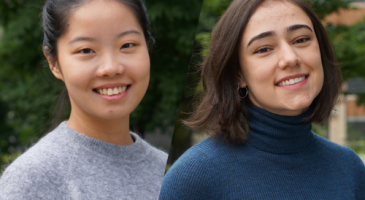 Split screen photo of Yifan Lin and Gabriela Vasconcelos