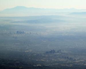 Haze of air pollution over Los Angeles