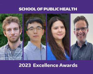 school o public health 2023 excellence awards - photos of four recipients