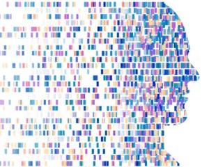 Graphic of DNA plots in shape of human head