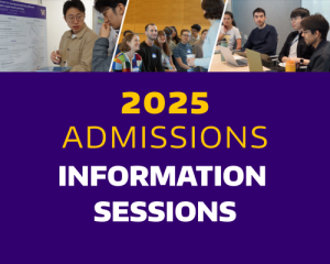 2025 Admissions Information Sessions with collage of students studying or presenting research