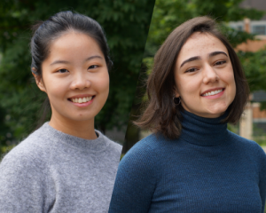 Split screen photo of Yifan Lin and Gabriela Vasconcelos