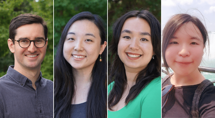 Collage of four UW Biostatistics students: Keating, Liu, Petrakos, Hu